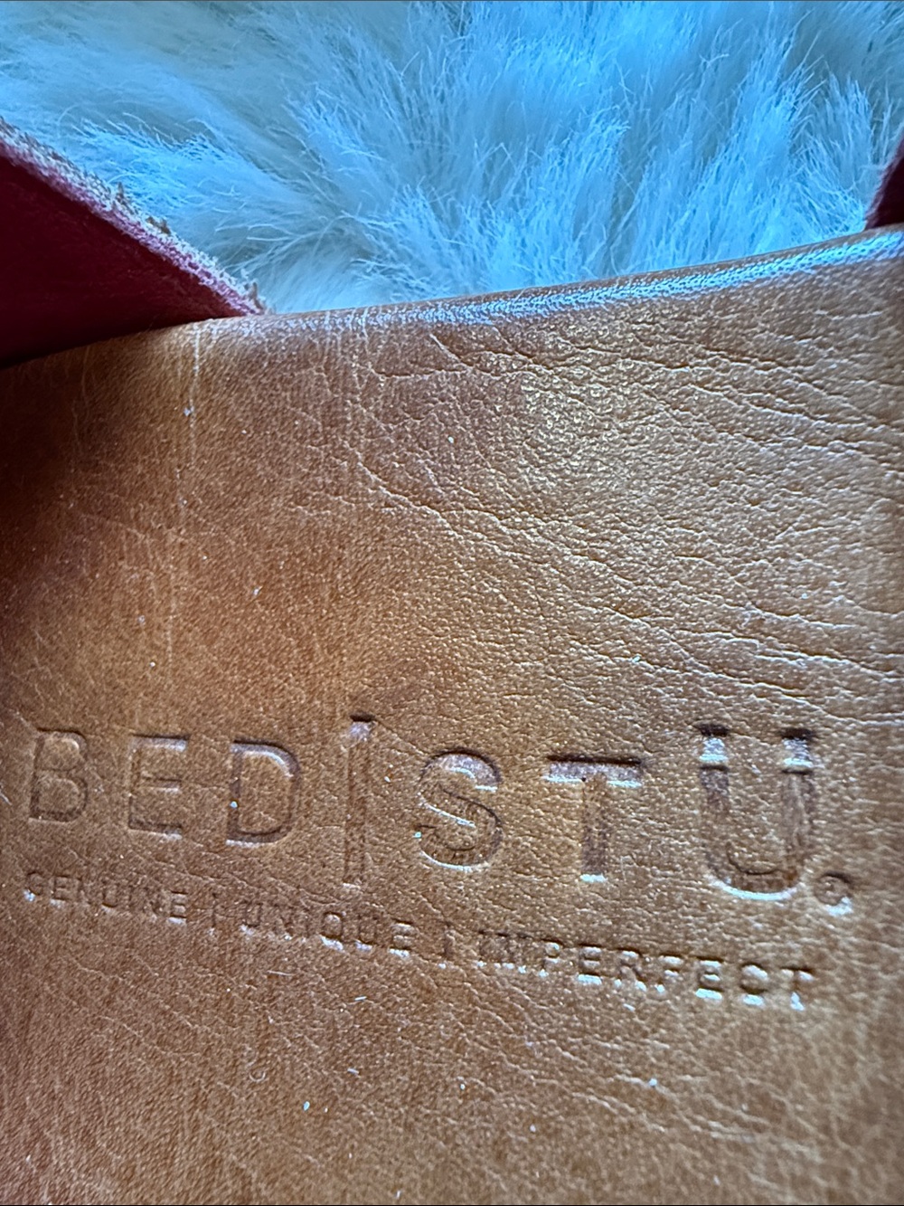 BED|STU Tan Leather Multi-Strap Ankle Wrap Sandals with Red Lining - Picture 2 of 4